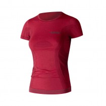 lenz t-shirt women merino 60 round neck red